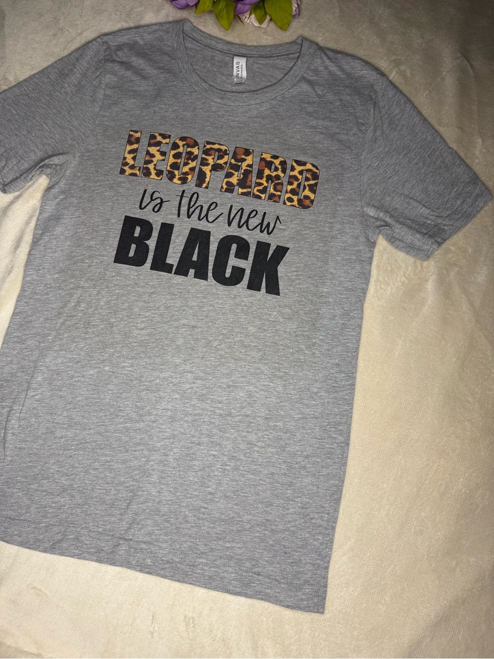 Bella Canvas Gray Leopard Print Graphic Tee - Picture 7 of 14
